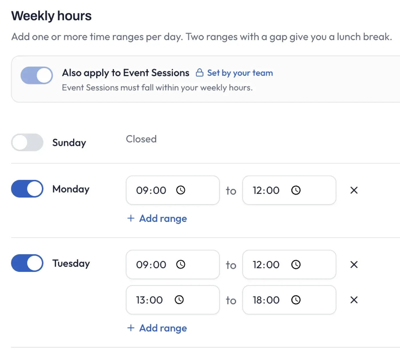 Your weekly hours editor on a team service